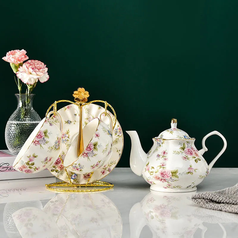 European Bone China Tea Set English Afternoon Tea Cup Set Teapot