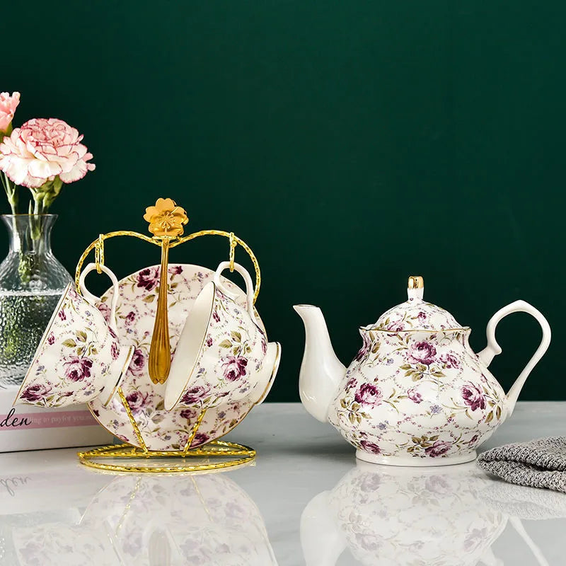 European Bone China Tea Set English Afternoon Tea Cup Set Teapot