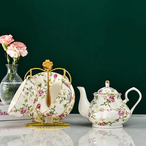 European Bone China Tea Set English Afternoon Tea Cup Set Teapot