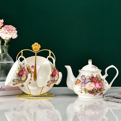 European Bone China Tea Set English Afternoon Tea Cup Set Teapot