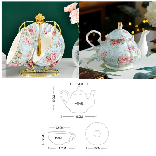 European Bone China Tea Set English Afternoon Tea Cup Set Teapot