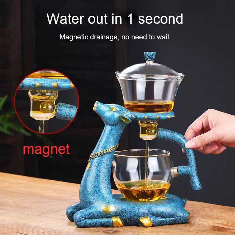 Full Automatic Creative Deer Teapot Kungfu Glass Tea Set Magnetic