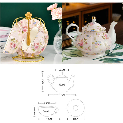 European Bone China Tea Set English Afternoon Tea Cup Set Teapot