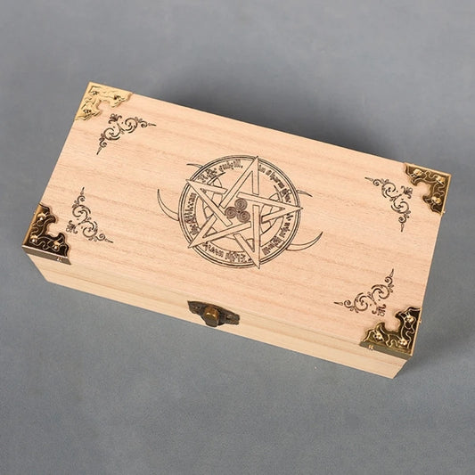 Wooden Tarot Cards Box Astrology Witch Divination Case Storage Bag