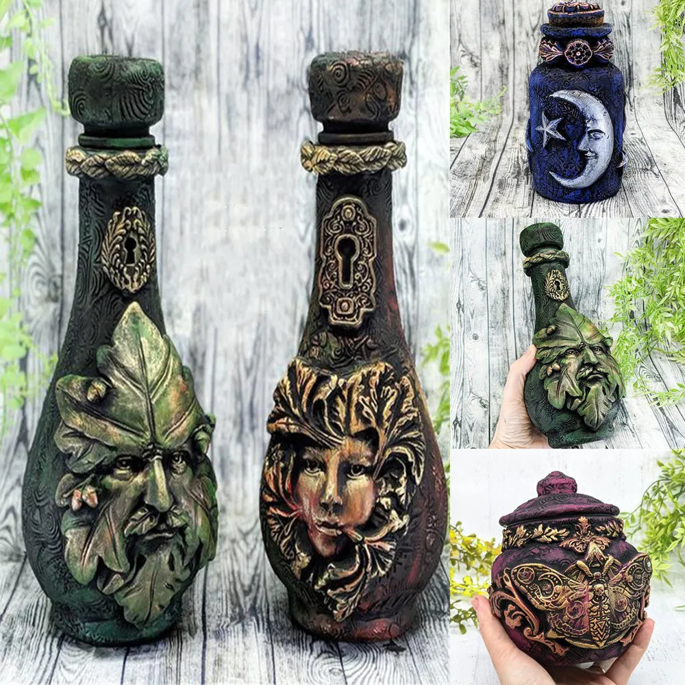 Gothic Witchcraft Sculpture Vintage Decorative Bottle Home Resin