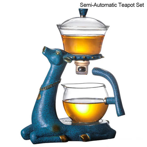 Full Automatic Creative Deer Teapot Kungfu Glass Tea Set Magnetic