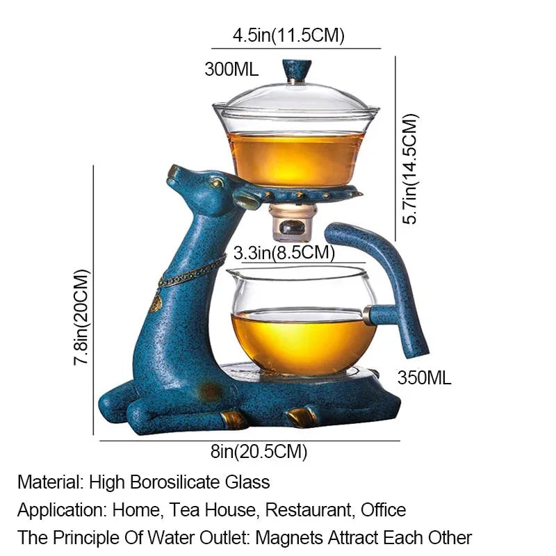 Full Automatic Creative Deer Teapot Kungfu Glass Tea Set Magnetic