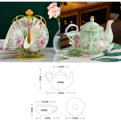 European Bone China Tea Set English Afternoon Tea Cup Set Teapot