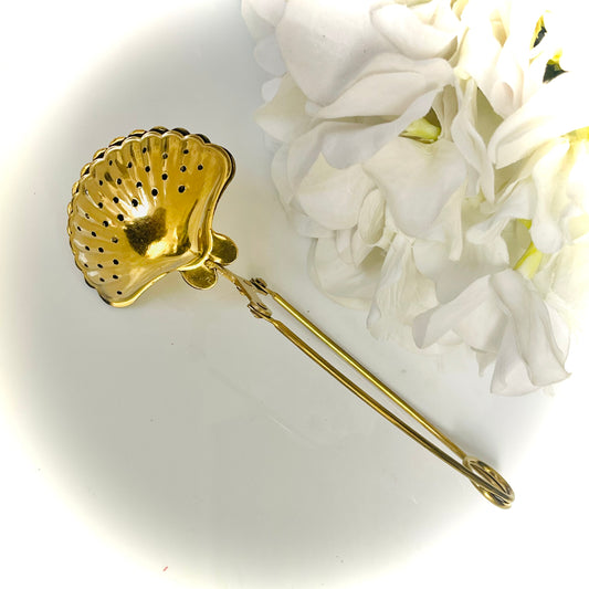 Shell Shaped Gold Tea Infuser Coastal Seashore