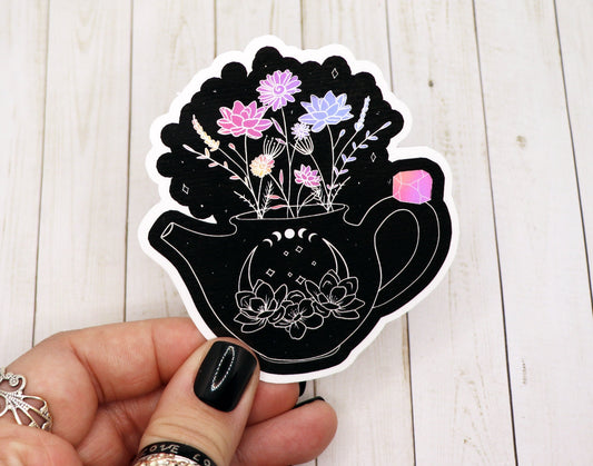 Tea Pot with Flowers Sticker