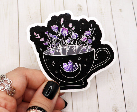 Tea Stickers, Tea Cup Sticker with Flowers